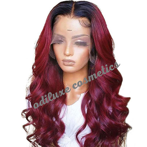 Odiluxe 26 Burgundy Lace Front Wigs Human Hair 180 Density 99j