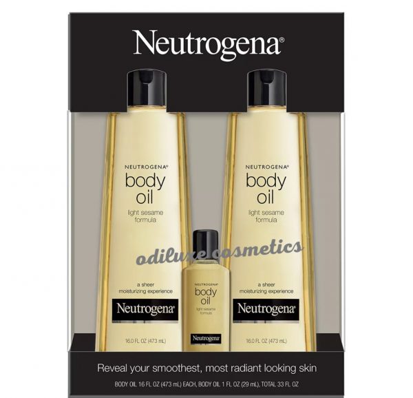 Neutrogena Body Oil Light Sesame Formula, Fragrance Free 8.5 oz / 250ml each + Bonus size (US)