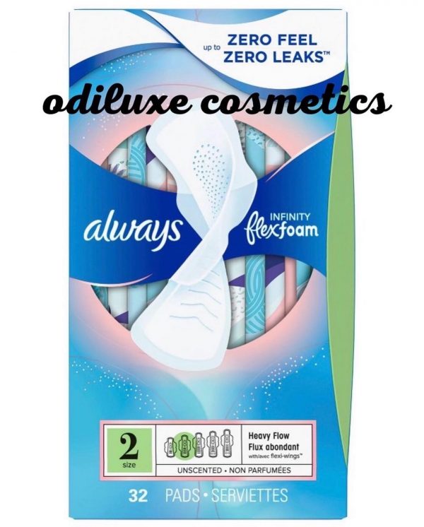 Always Infinity Pads Size 2, Winged, Unscented, Super Absorbency 40 Pads (US)