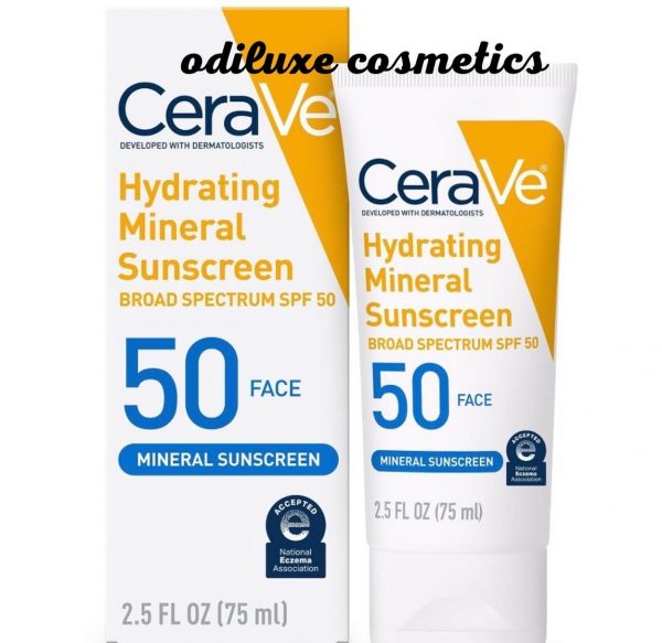 CeraVe Hydrating Mineral Face Sunscreen Lotion – SPF 50 – 2.5oz (US)