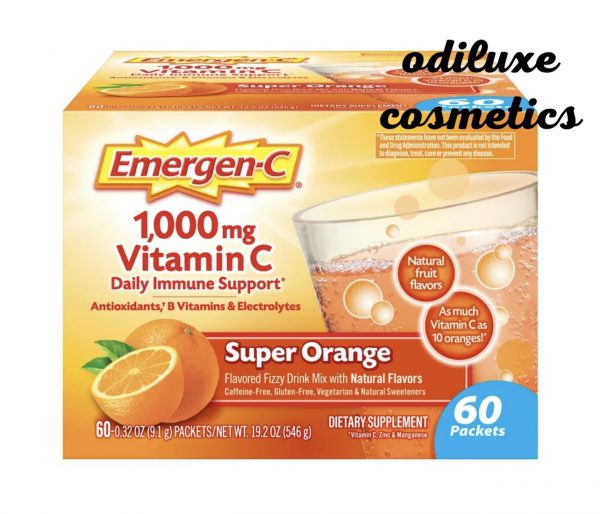 Emergen-C 1000Mg Vitamin C Powder for Immune Support Super Orange – 60 Ct (US)