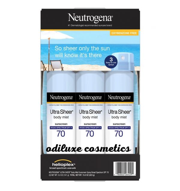 Neutrogena Ultra Sheer Body Mist Sunscreen Spray, SPF 70 5 oz., each 3 pk. (US)