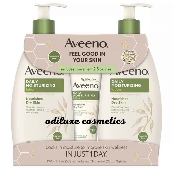 Aveeno Daily Moisturizing Lotion 18 fl. oz./ 532ml each, 2 pk. + 2.5 oz. Bonus Tube (US)