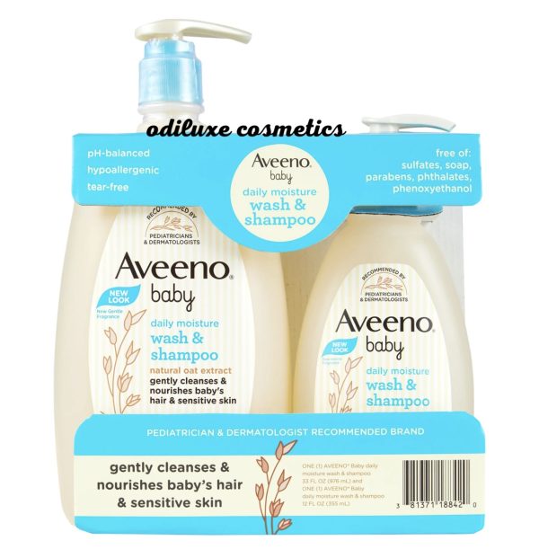 Aveeno Baby Daily Moisture Wash & Shampoo 33 fl. oz. and 12 fl. oz. (US)