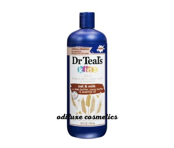 Dr Teal’s Kids 3-in-1 Bubble Bath, Body Wash & Shampoo, Oat & Milk, 20 fl oz (US)