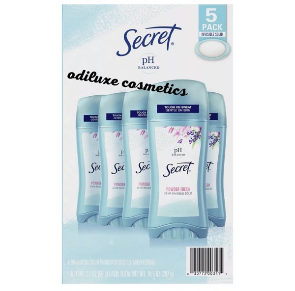 Secret Invisible Solid Antiperspirant and Deodorant, Powder Fresh (2.1 oz., 5-in-1 pk.)