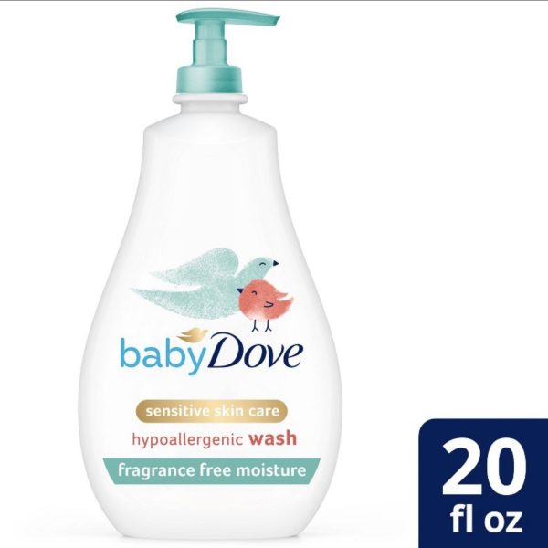 Baby Dove Fragrance Free Moisture Sensitive Skin Hypoallergenic Wash – 20 fl oz (US)