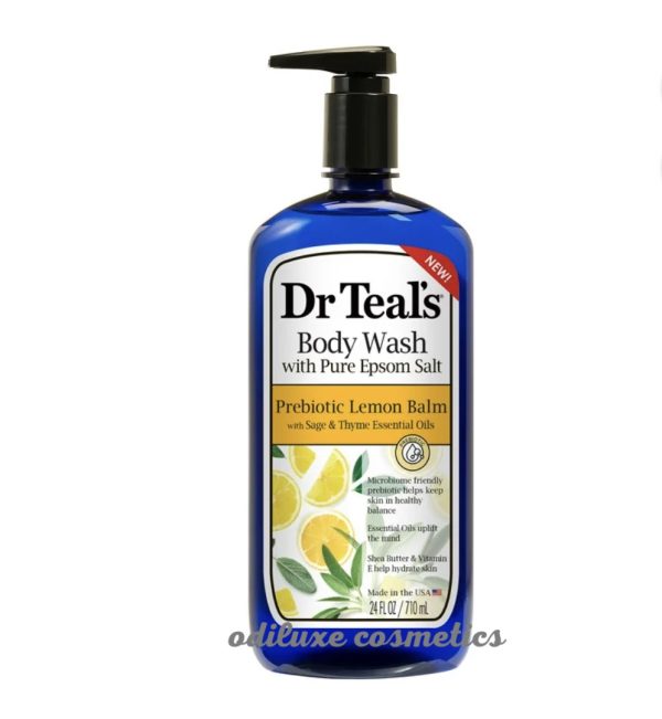 Dr Teal’s Body Wash with Pure Epsom Salt, Prebiotic Lemon Balm and Essential Oil Blend, 24 fl oz (US)