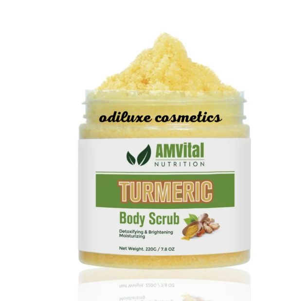 AMVital Turmeric Body Scrub – Acne, Dark Spots, Smooth Skin, Face Exfoliate Natural Handmade Scrub (USA)