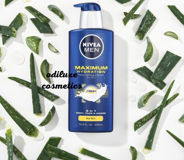 NIVEA MEN Maximum Hydration Body Lotion with Aloe Vera Scented – 16.9 fl oz / 500ml (US)