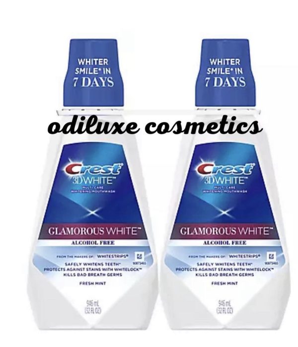 Crest 3D White Glamorous White Alcohol Free Whitening Mouthwash, Arctic Mint 32 fl. oz. / 946ml, 2 pk. (US)