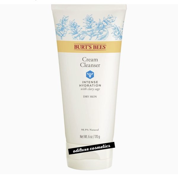 Burt’s Bees Intense Hydration Cream Cleanser, Moisturizing Face Wash with Clary Sage, 6 Oz