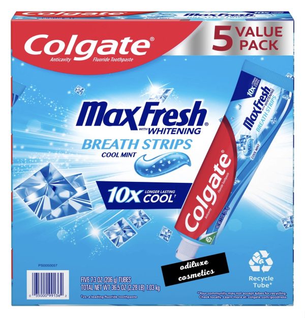 Colgate Max Fresh Toothpaste with Mini Breath Strips, Cool Mint, 5 pk./7.3 oz. (US)