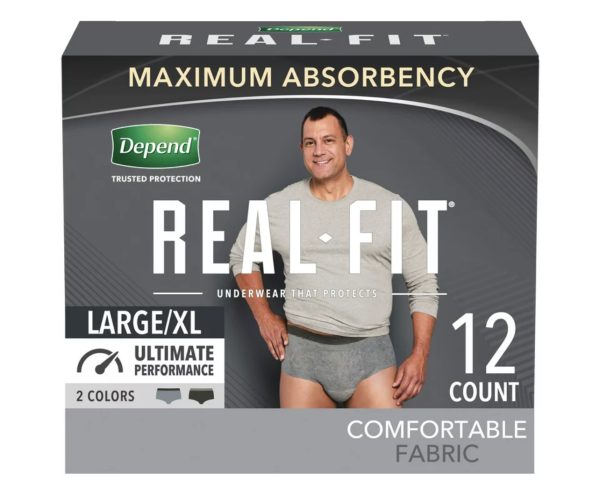 Depend Real Fit Incontinence Underwear for Men Grey Color 12 Count (US)