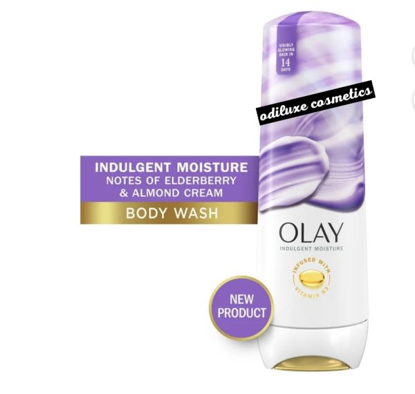 Olay Indulgent Moisture Body Wash Infused with Vitamin B3-Notes of Elderberry & Almond Cream – 20 fl oz / 591ml (US)