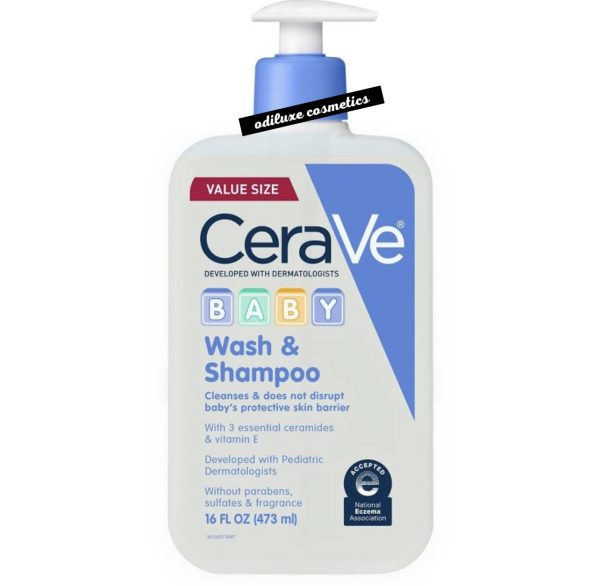 CeraVe Baby Gentle Bath Wash and Shampoo Fragrance-Free – 16 fl oz / 476ml (US)