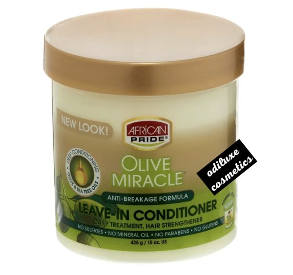 African Pride Olive Miracle Anti-Breakage Leave -In Conditioner Cream – 15 oz / 425g (US)