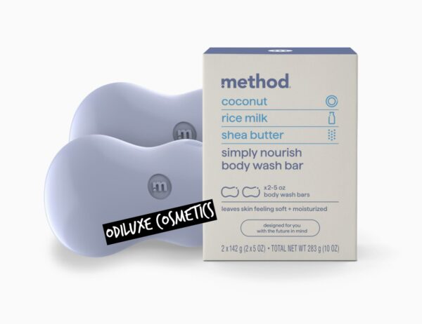 Method Bar Soap, Simply Nourish Coconut Rice Milk + Shea Butter notes, Plastic Free, 2 bars, 5oz each (US)