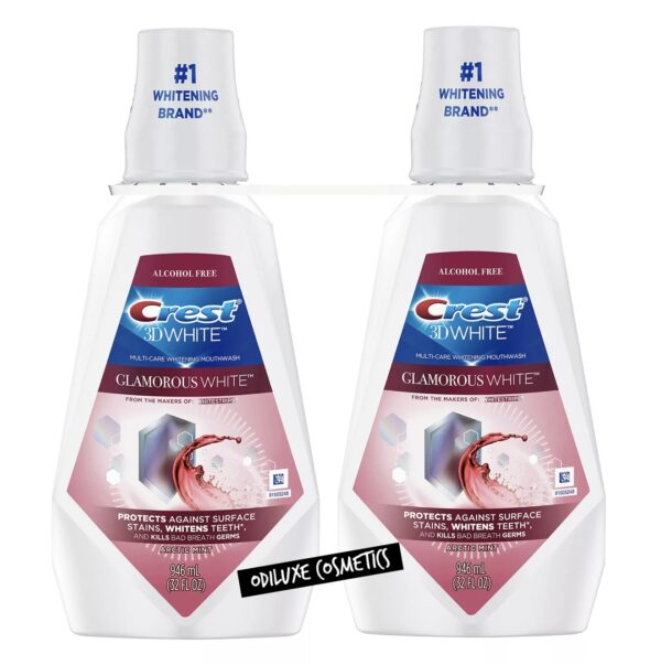 Crest 3D White Glamorous White Alcohol Free Whitening Mouthwash, Arctic Mint 32 fl. oz. / 946ml, 2 pk. (US)